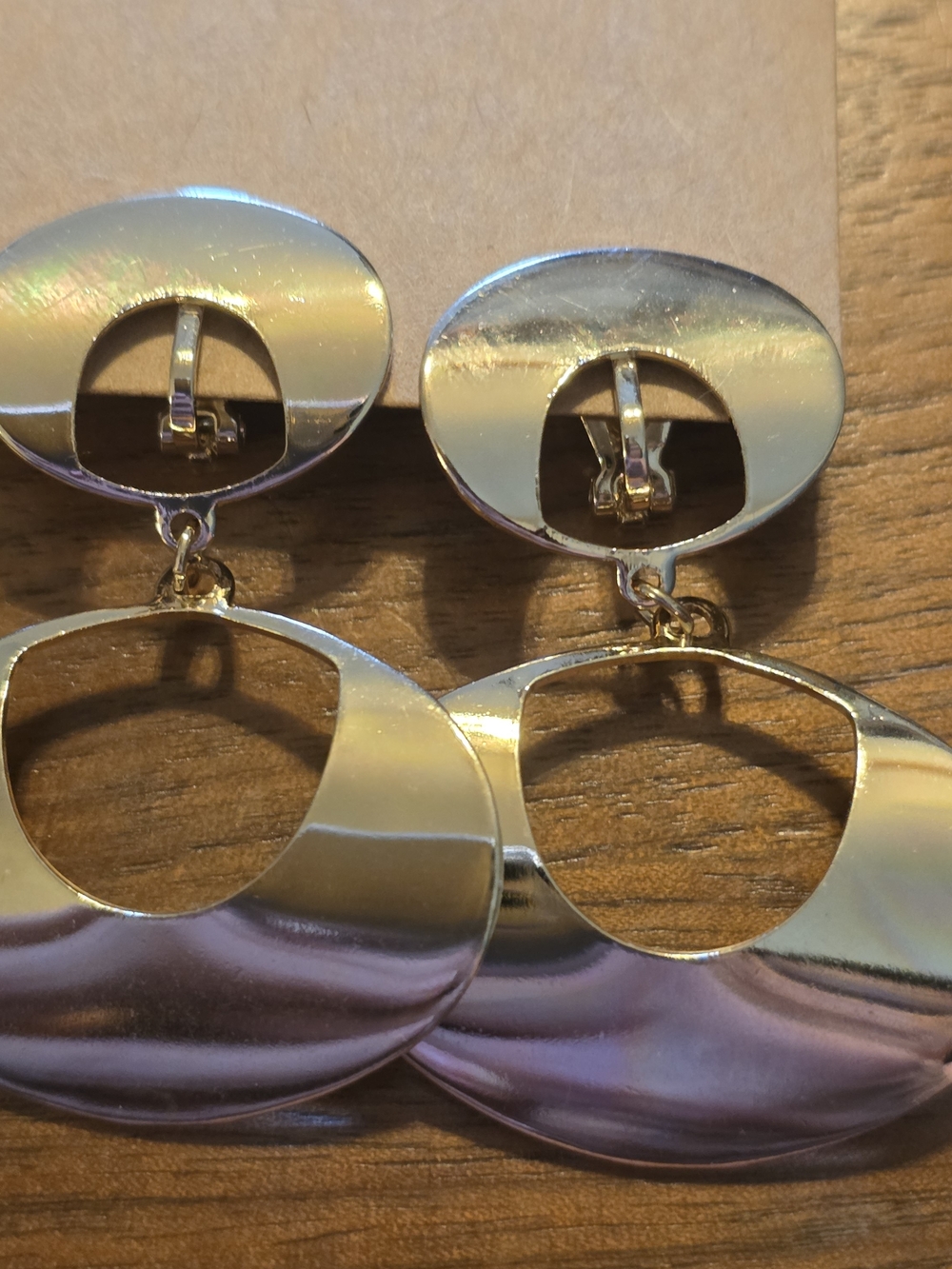Gold Statement Drop Earrings - Women Jewelry Clip Ons.